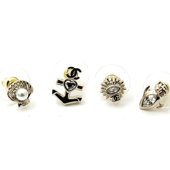 Chanel Brand New Rare Gold Anchor Fish 4 Small Piercing Earrings - Picture 1 of 5